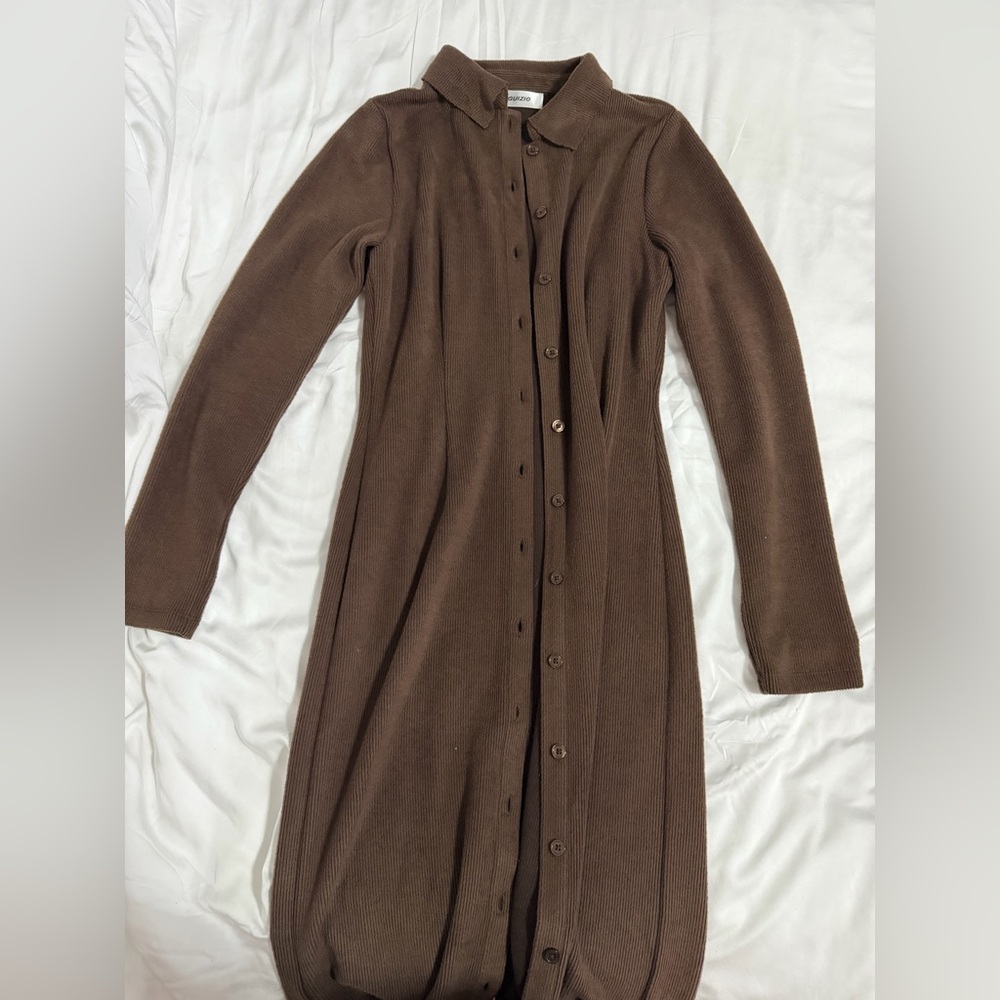 Guizio Brown Maxi Cardigan